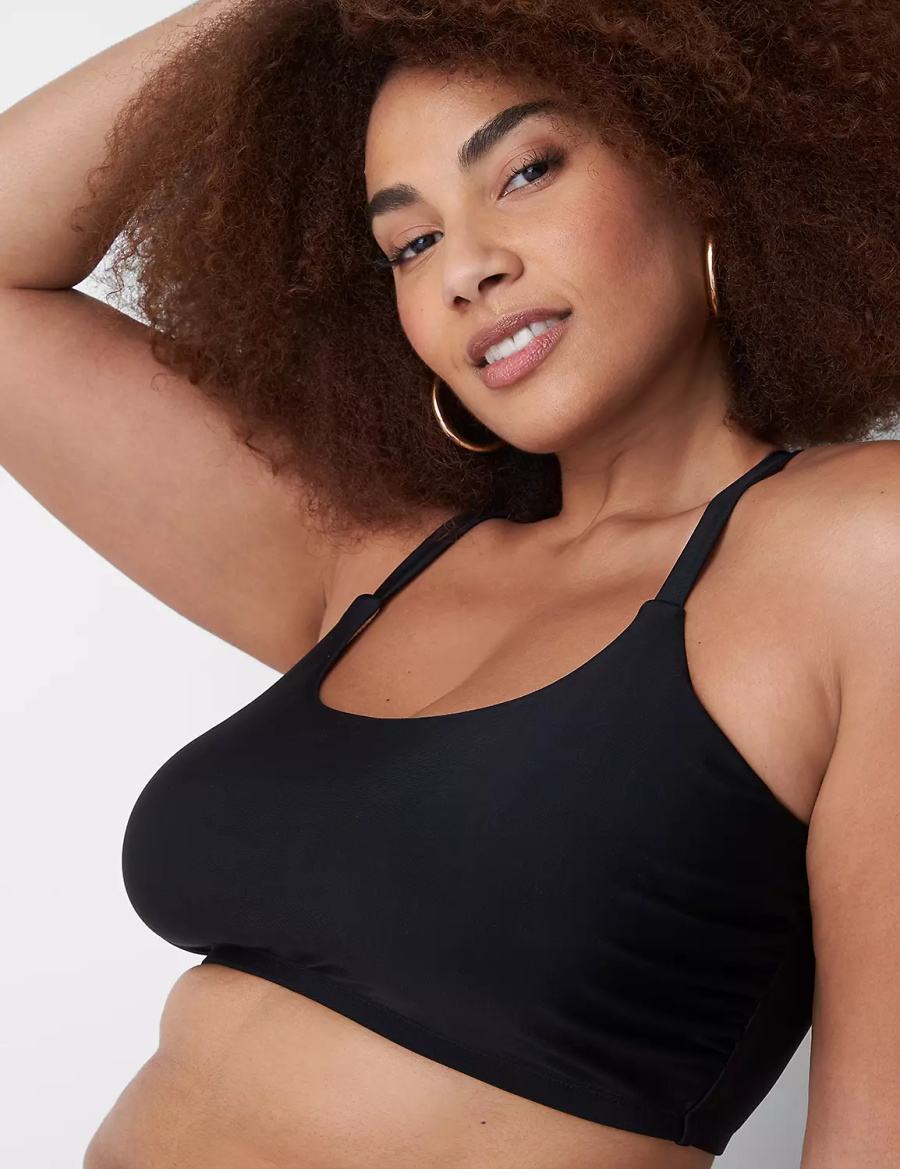 Black Lane Bryant No-Wire Scoop-Neck Swim Women Bikini Top | GBL31100FY