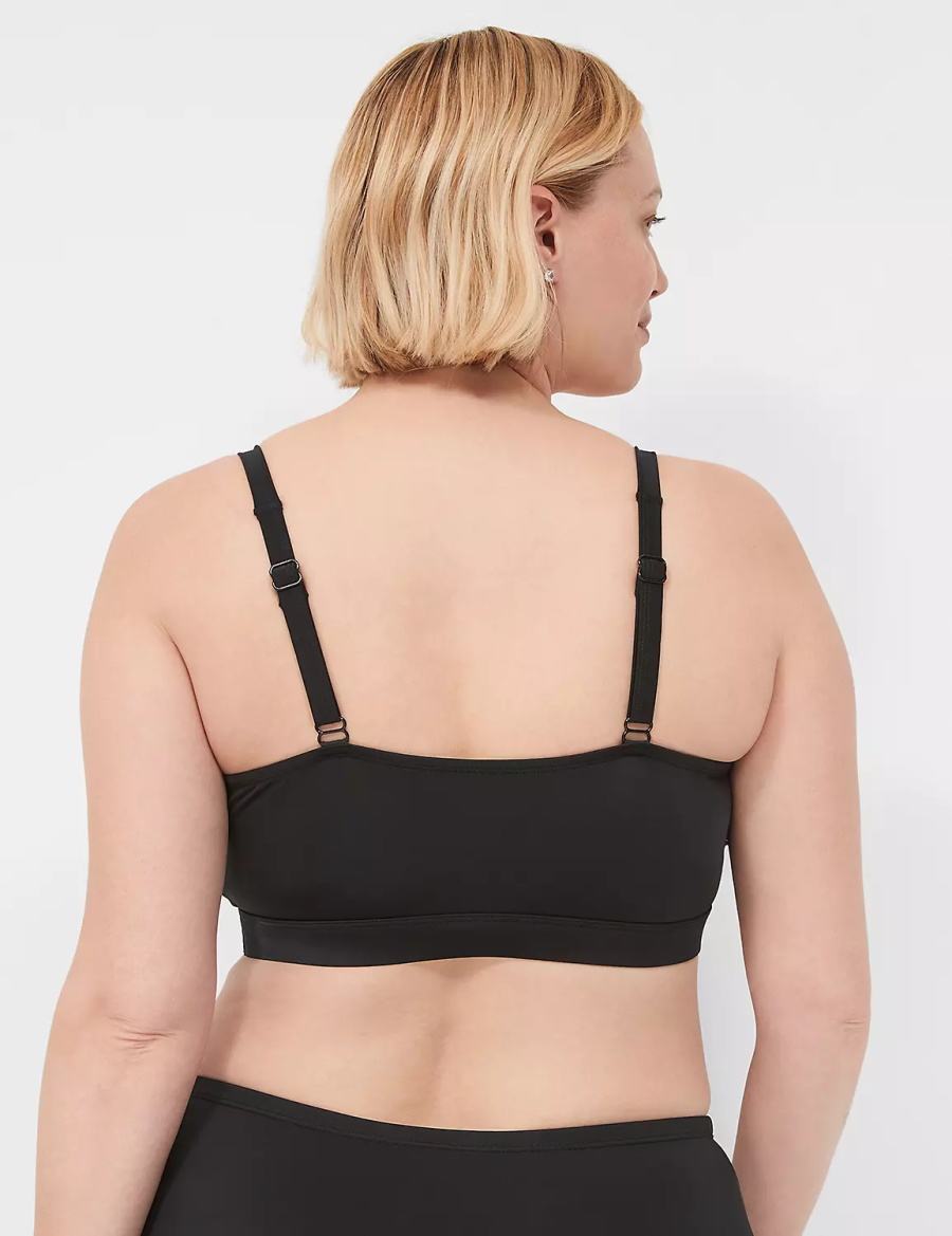 Black Lane Bryant No-Wire Women Bikini Top | CXM10076XO