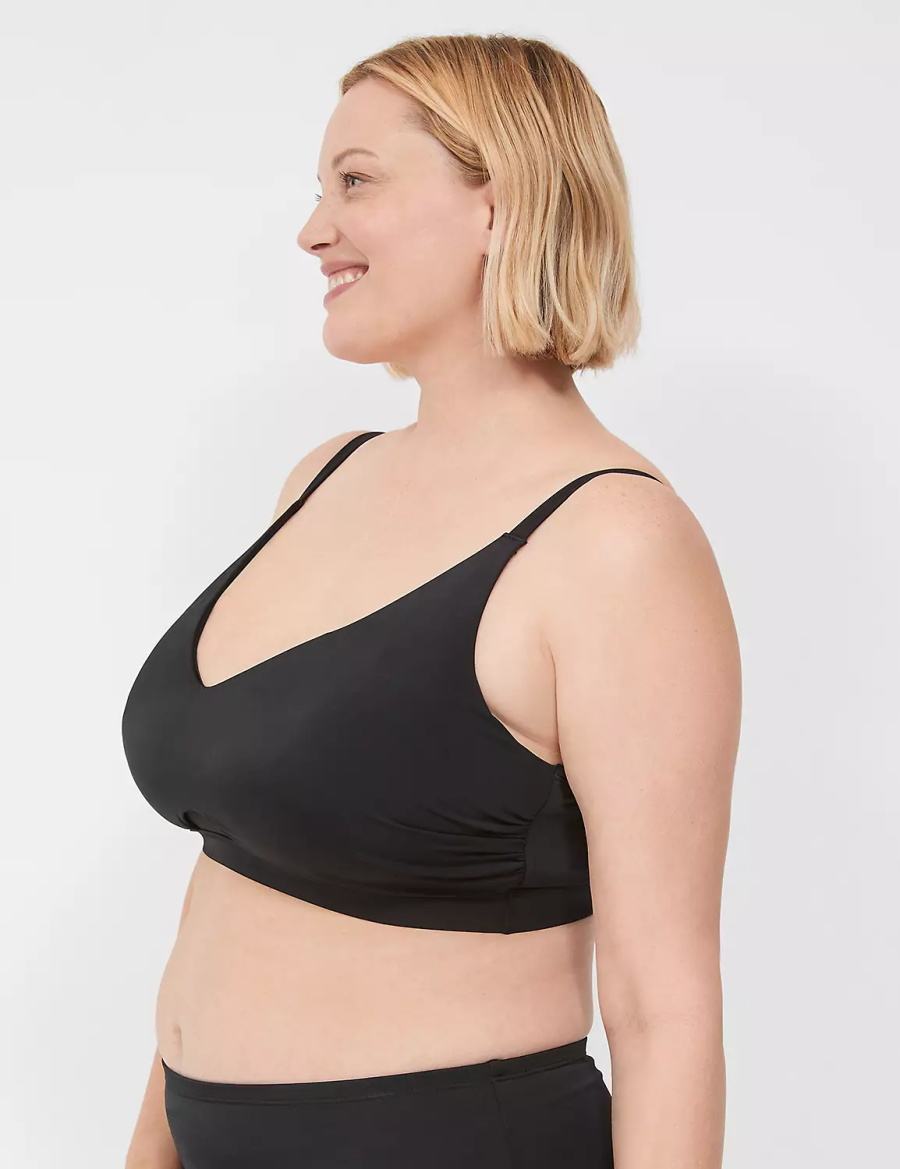 Black Lane Bryant No-Wire Women Bikini Top | CXM10076XO