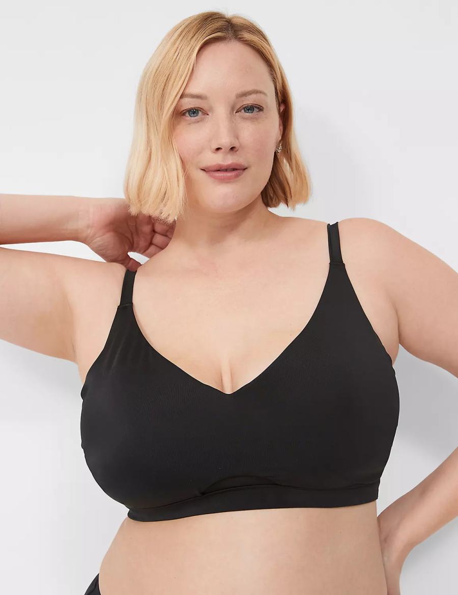 Black Lane Bryant No-Wire Women Bikini Top | CXM10076XO