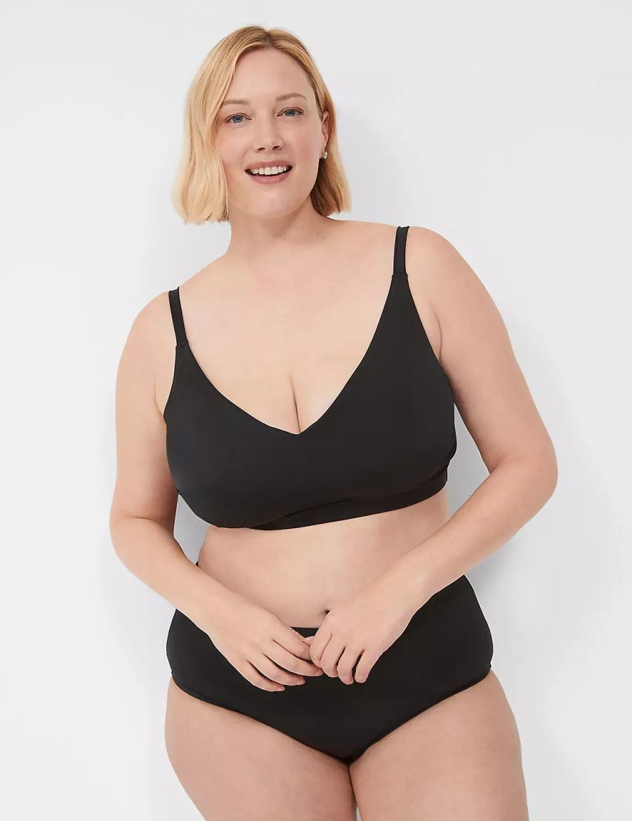 Black Lane Bryant No-Wire Women Bikini Top | CXM10076XO