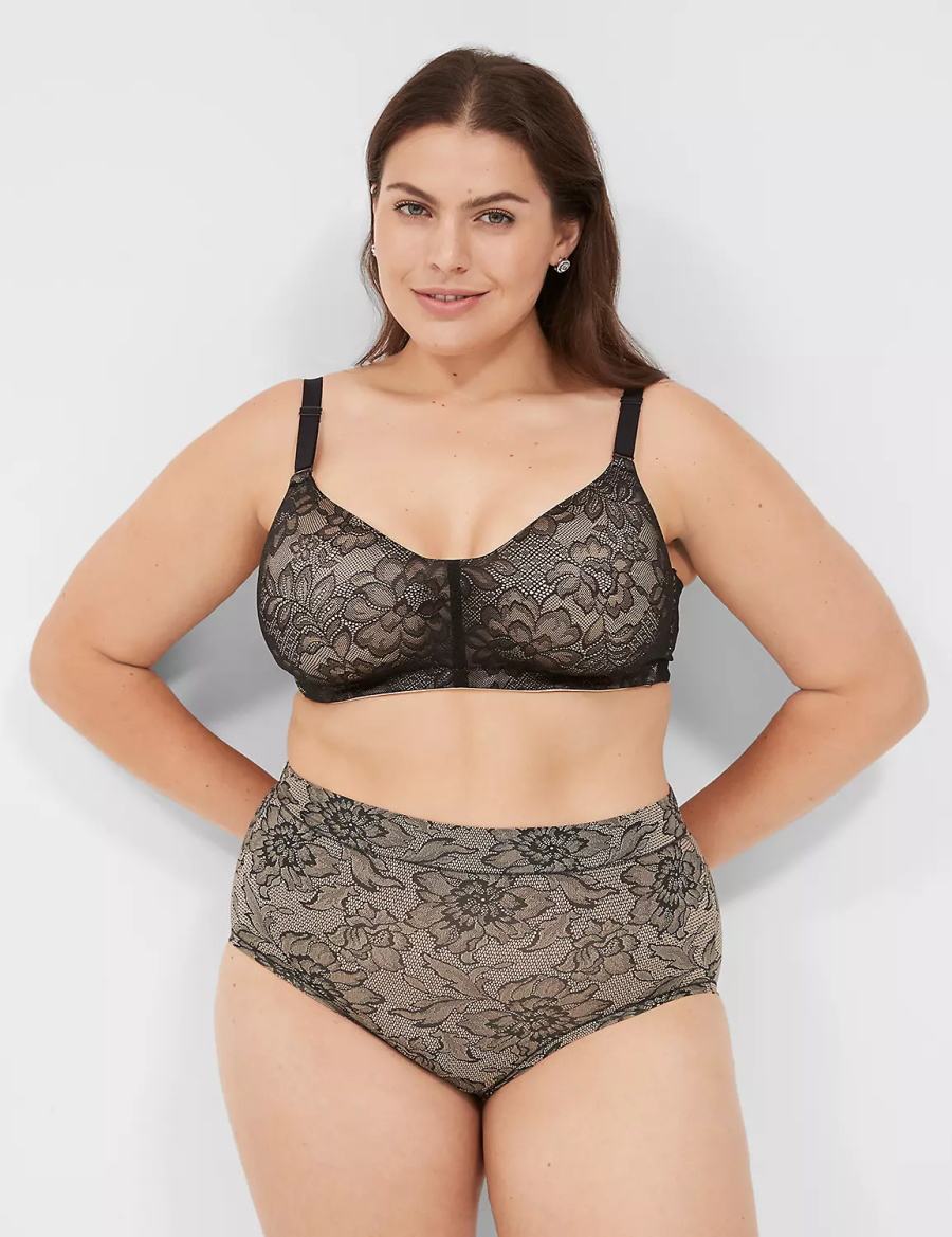 Black Lane Bryant No-Wire with Lace Women Bralettes | TWV6962OX