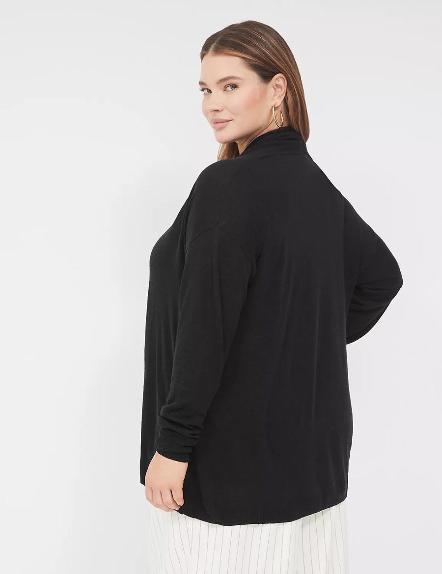 Black Lane Bryant Open-Front Shawl Collar Women Cardigan | TYW5171RG