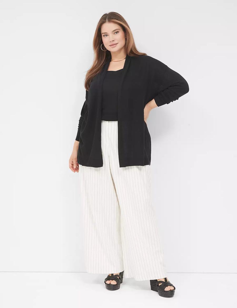 Black Lane Bryant Open-Front Shawl Collar Women Cardigan | TYW5171RG