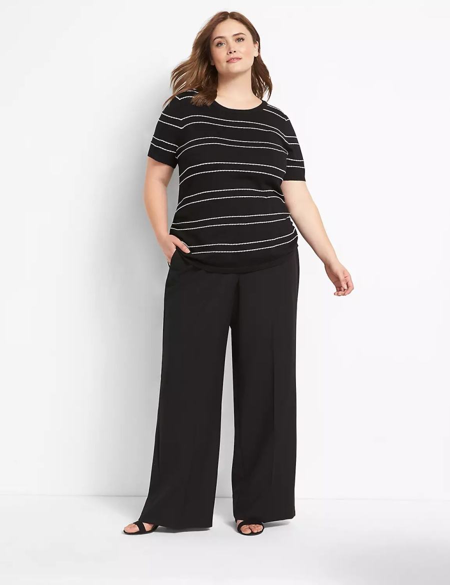 Black Lane Bryant Perfect Drape High-Rise Wide Leg Women Pants | DWL7442YV