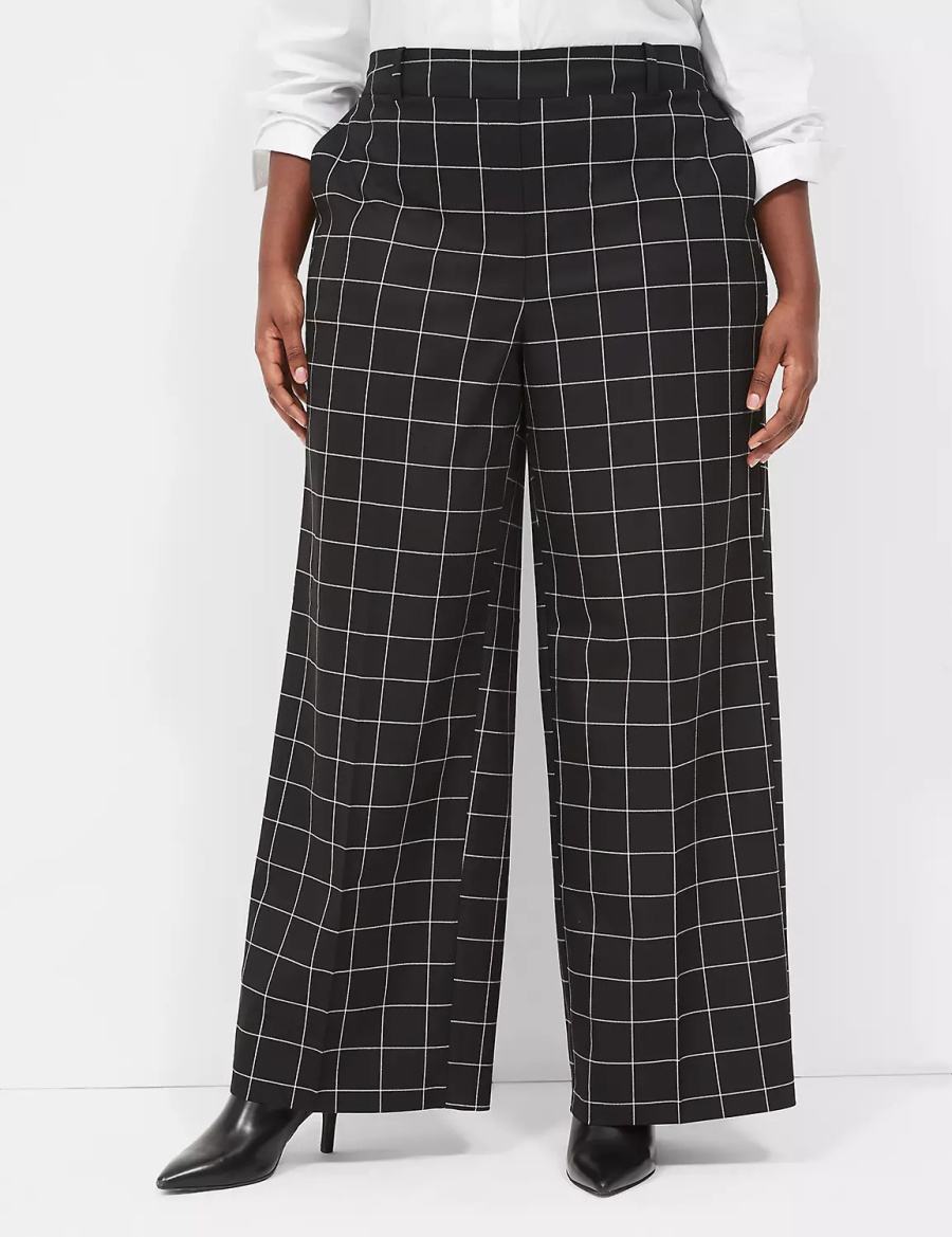 Black Lane Bryant Perfect Drape Pull-On High-Rise Wide Leg Women Pants | PVM8371HZ