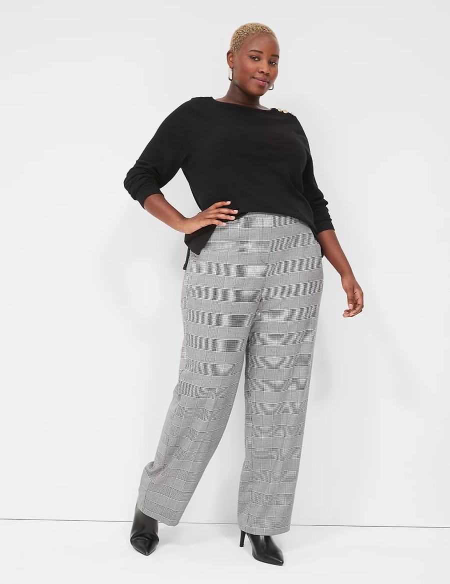 Black Lane Bryant Perfect Drape Pull-On Straight Women Pants | BXJ6068CS