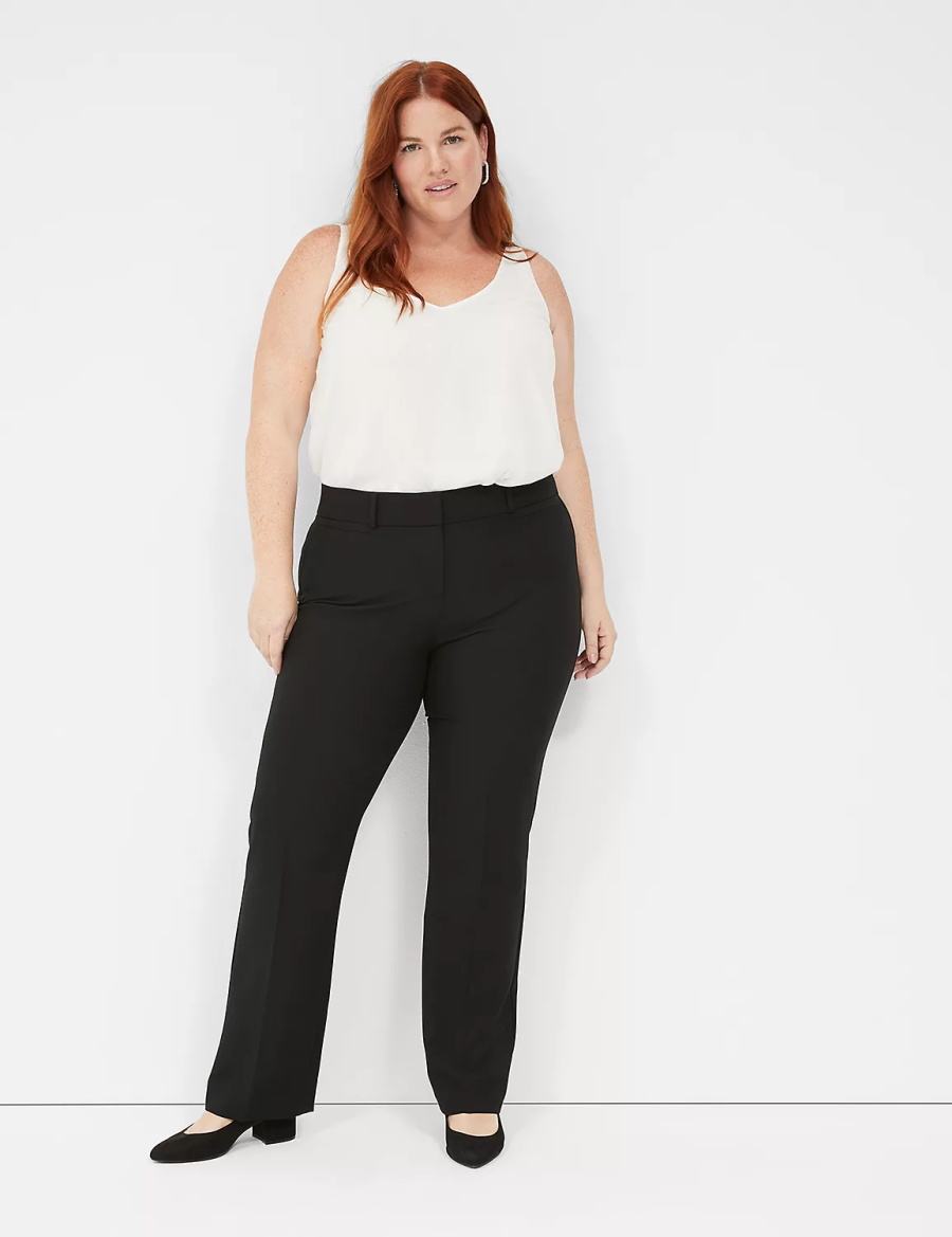 Black Lane Bryant Perfect Drape Straight Women Pants | SMT7180ZQ