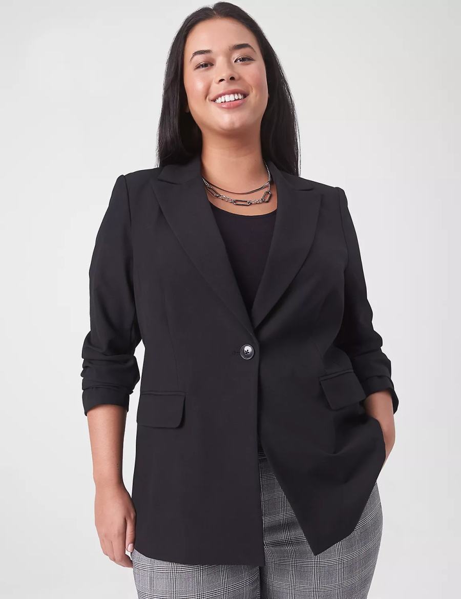 Black Lane Bryant Perfect Drape Women Blazers | XVA750EF