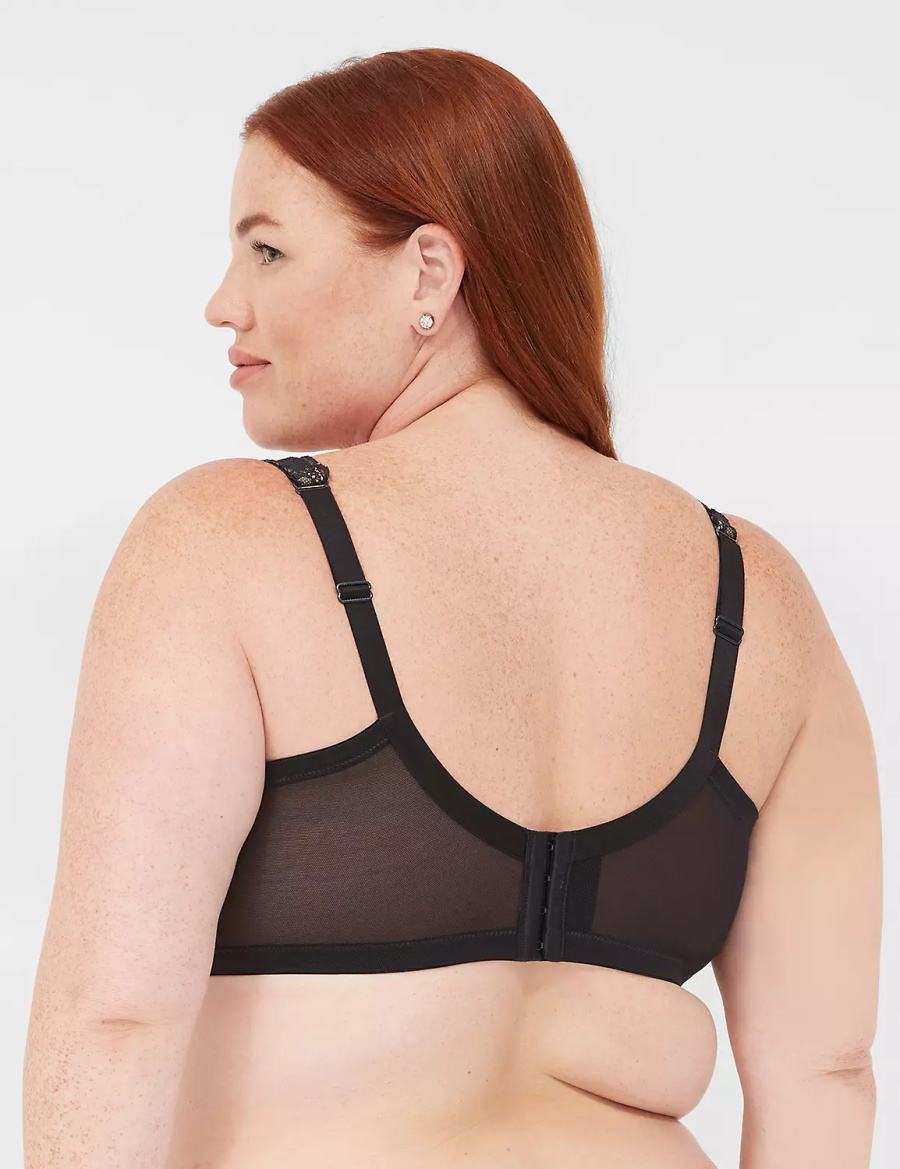 Black Lane Bryant Plunge with Lace Women Unlined Bra | NXT3266TR