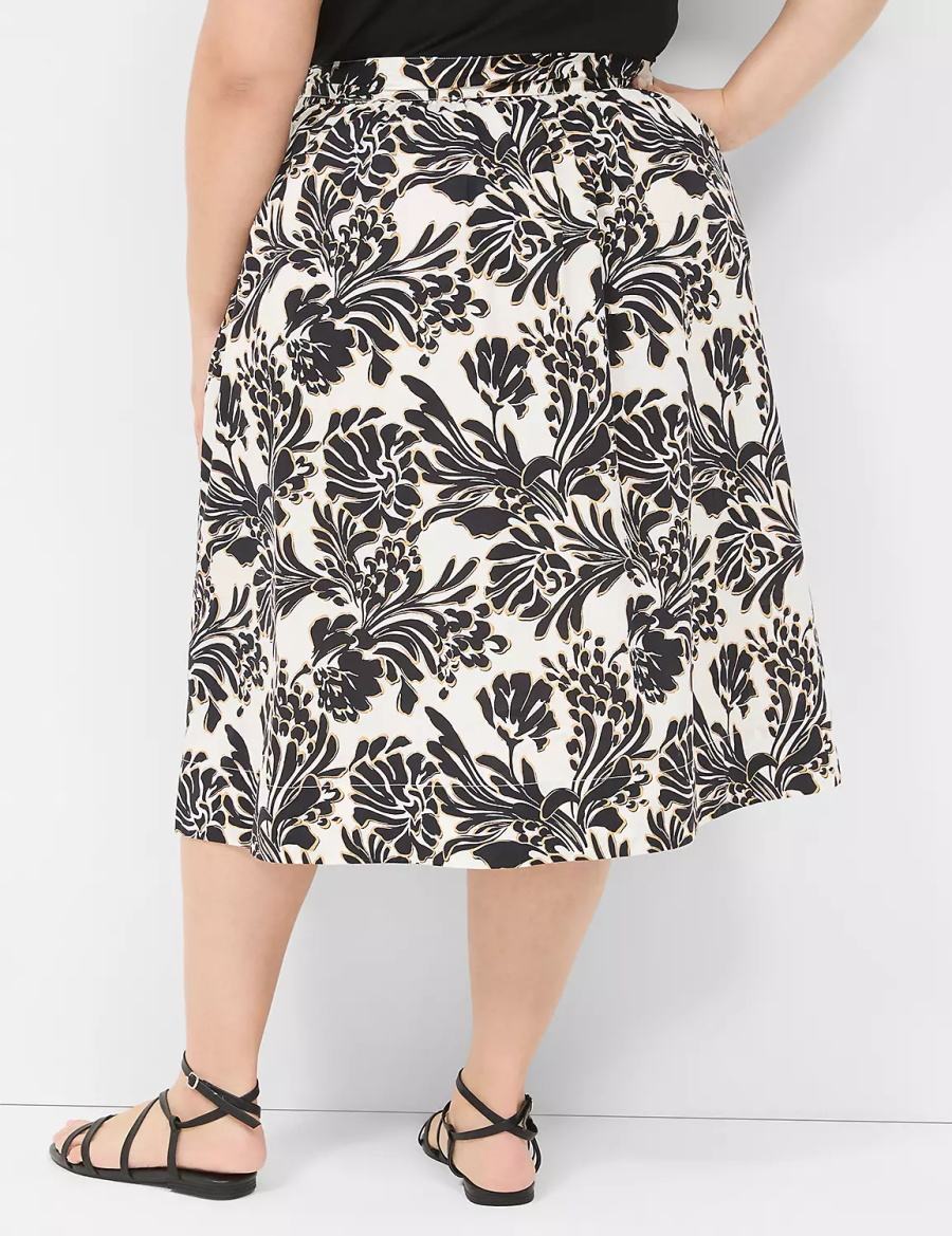 Black Lane Bryant Printed Midi Women Skirts | BPL5224QJ