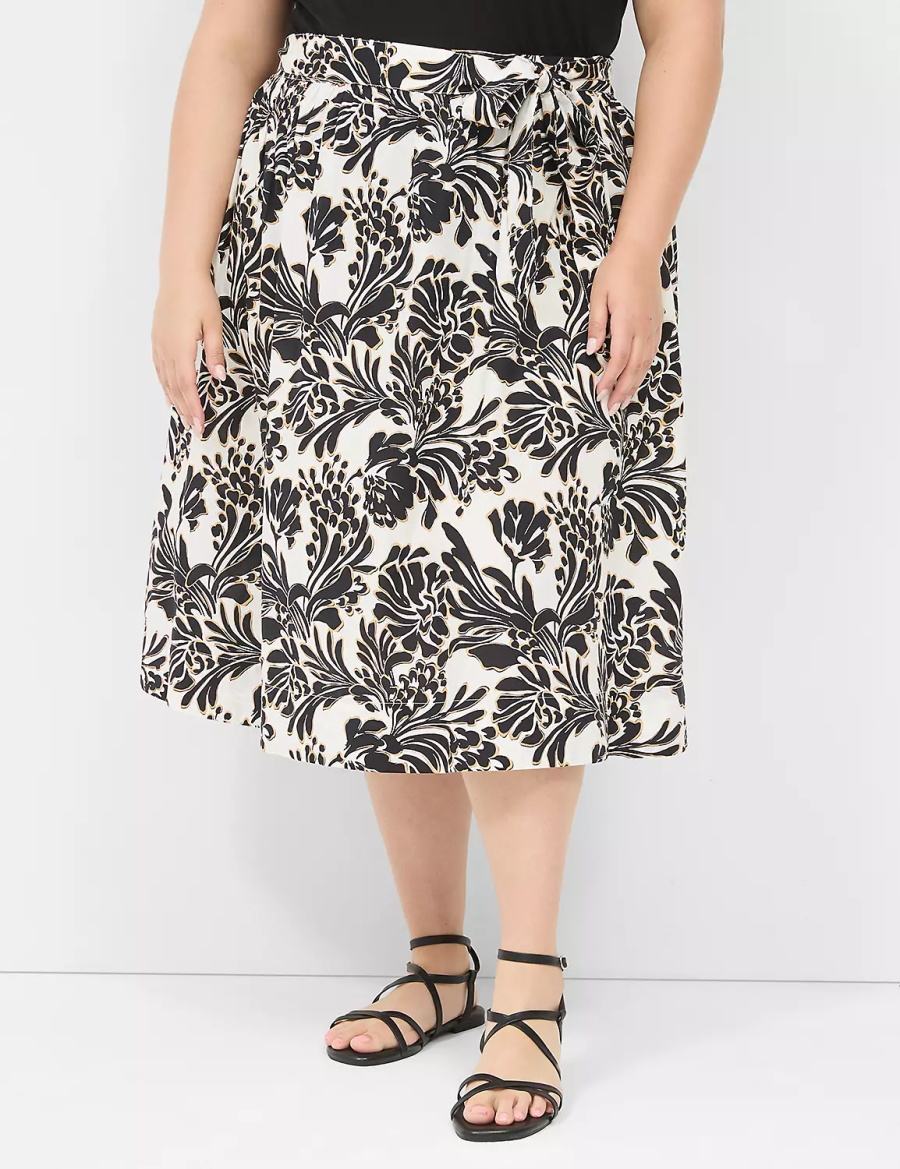 Black Lane Bryant Printed Midi Women Skirts | BPL5224QJ