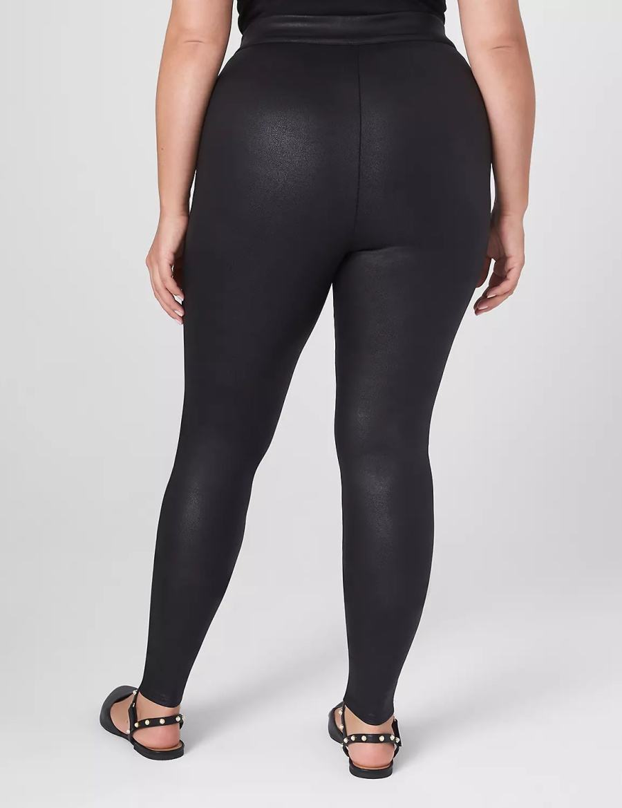 Black Lane Bryant Pull-On High-Rise Ponte - Coated Women Leggings | RUT624BN