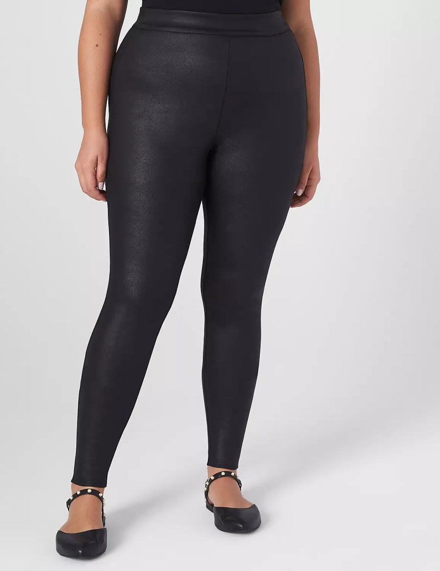 Black Lane Bryant Pull-On High-Rise Ponte - Coated Women Leggings | RUT624BN