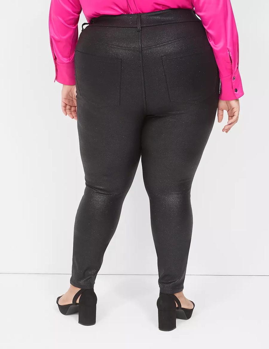 Black Lane Bryant Pull-On High-Rise Sparkle Women Jeggings | PAE6989GE