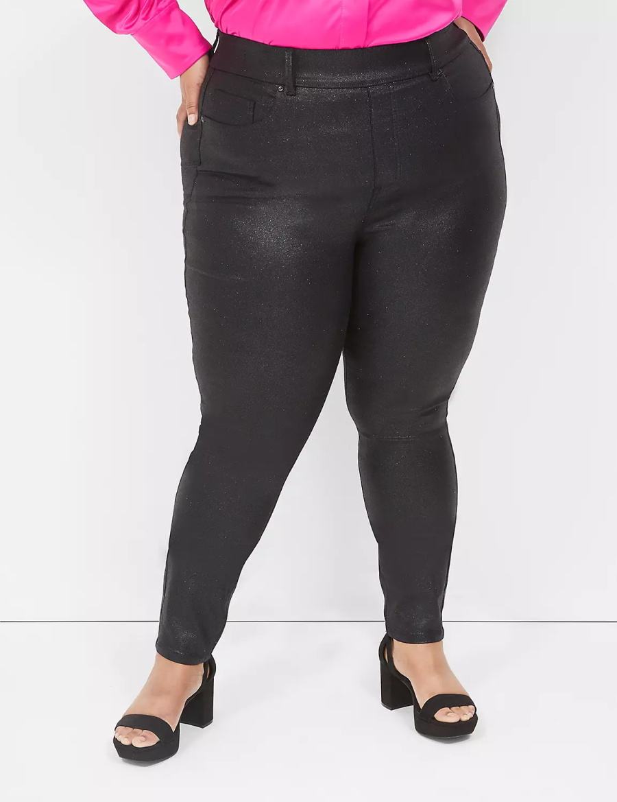 Black Lane Bryant Pull-On High-Rise Sparkle Women Jeggings | PAE6989GE