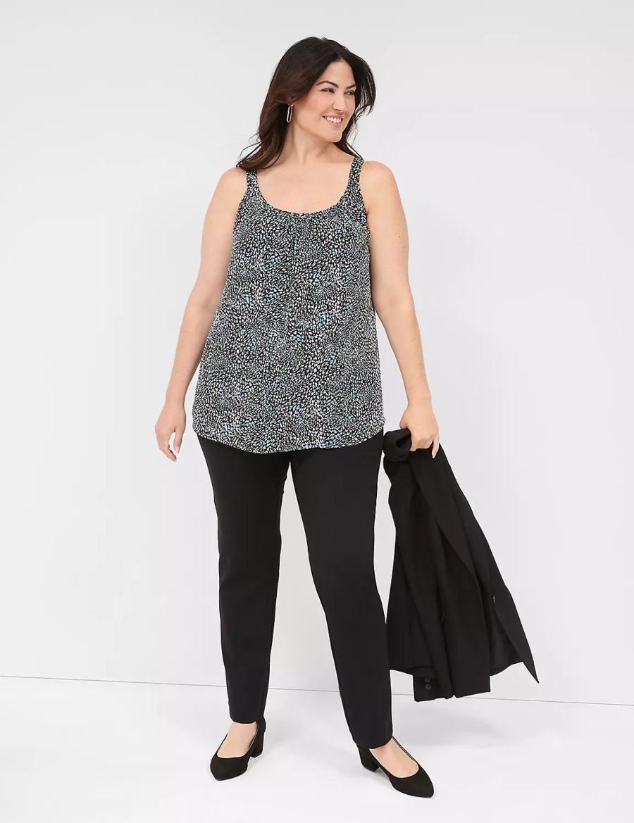 Black Lane Bryant Pull-On Ponte Straight Women Pants | UPV4858RA