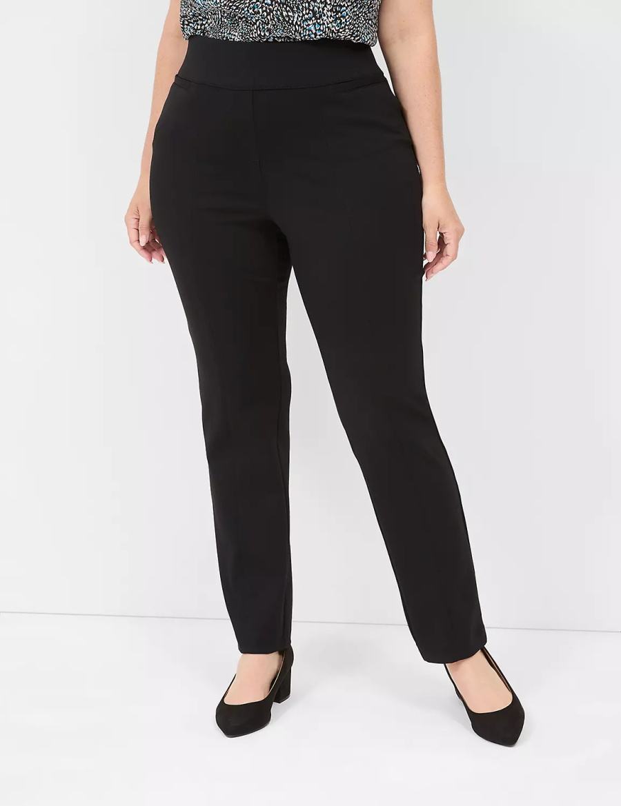 Black Lane Bryant Pull-On Ponte Straight Women Pants | UPV4858RA