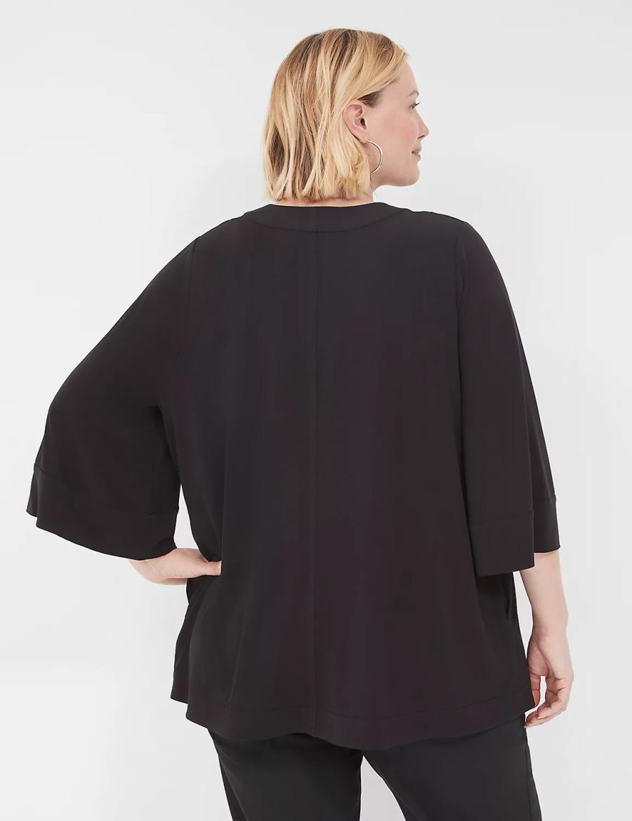 Black Lane Bryant Relaxed Wide 3/4-Sleeve Overpiece Women Robe | GSA8139PN