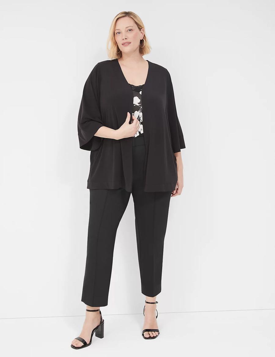 Black Lane Bryant Relaxed Wide 3/4-Sleeve Overpiece Women Robe | GSA8139PN