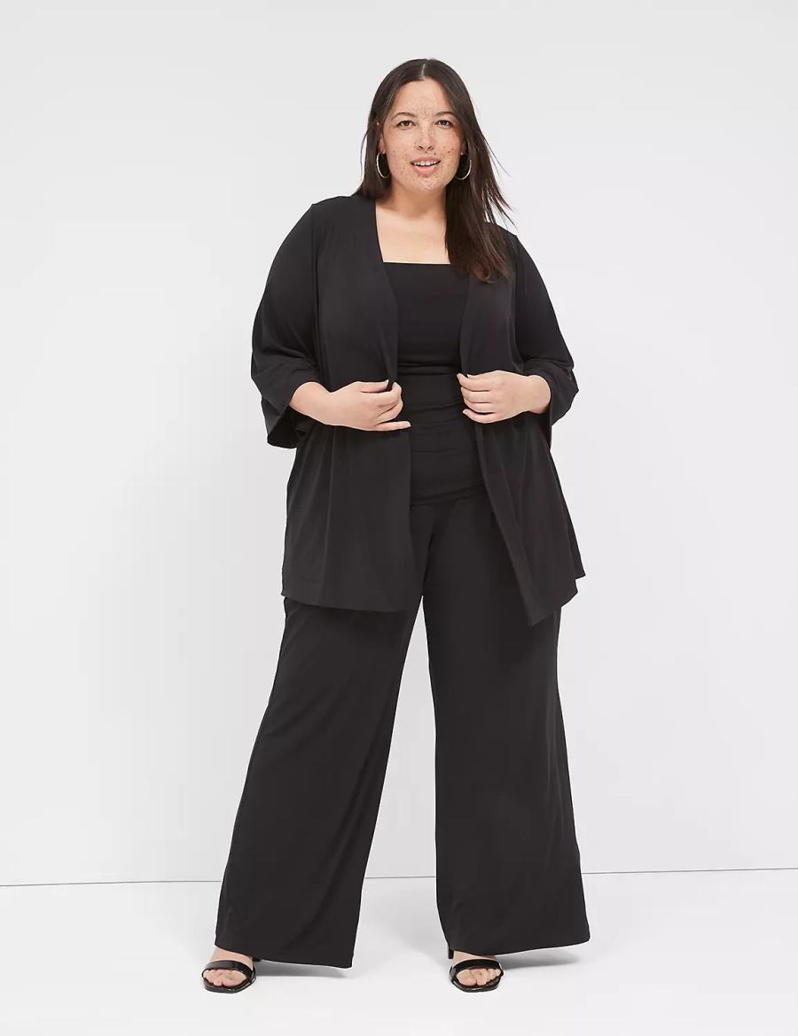 Black Lane Bryant Relaxed Wide 3/4-Sleeve Overpiece Women Robe | GSA8139PN