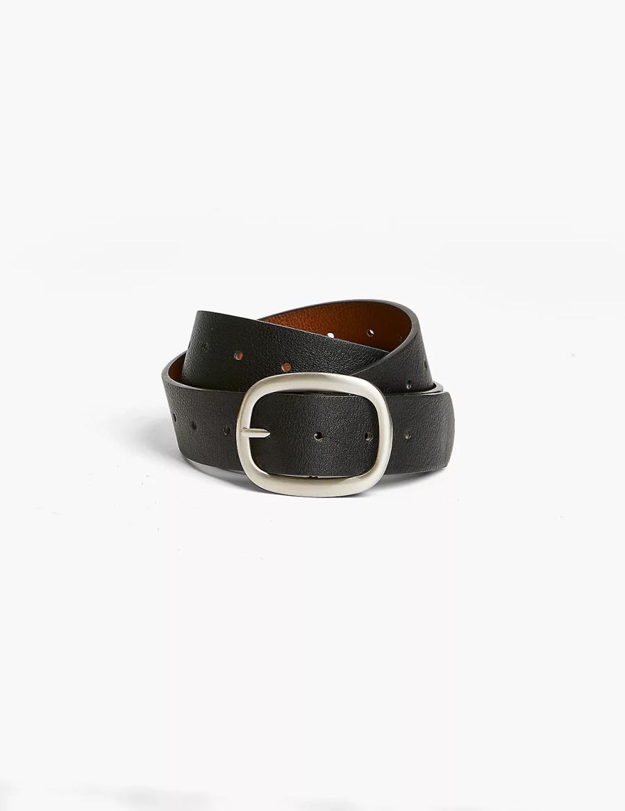 Black Lane Bryant Reversible Rounded Buckle Women Belts | TJH3193YS