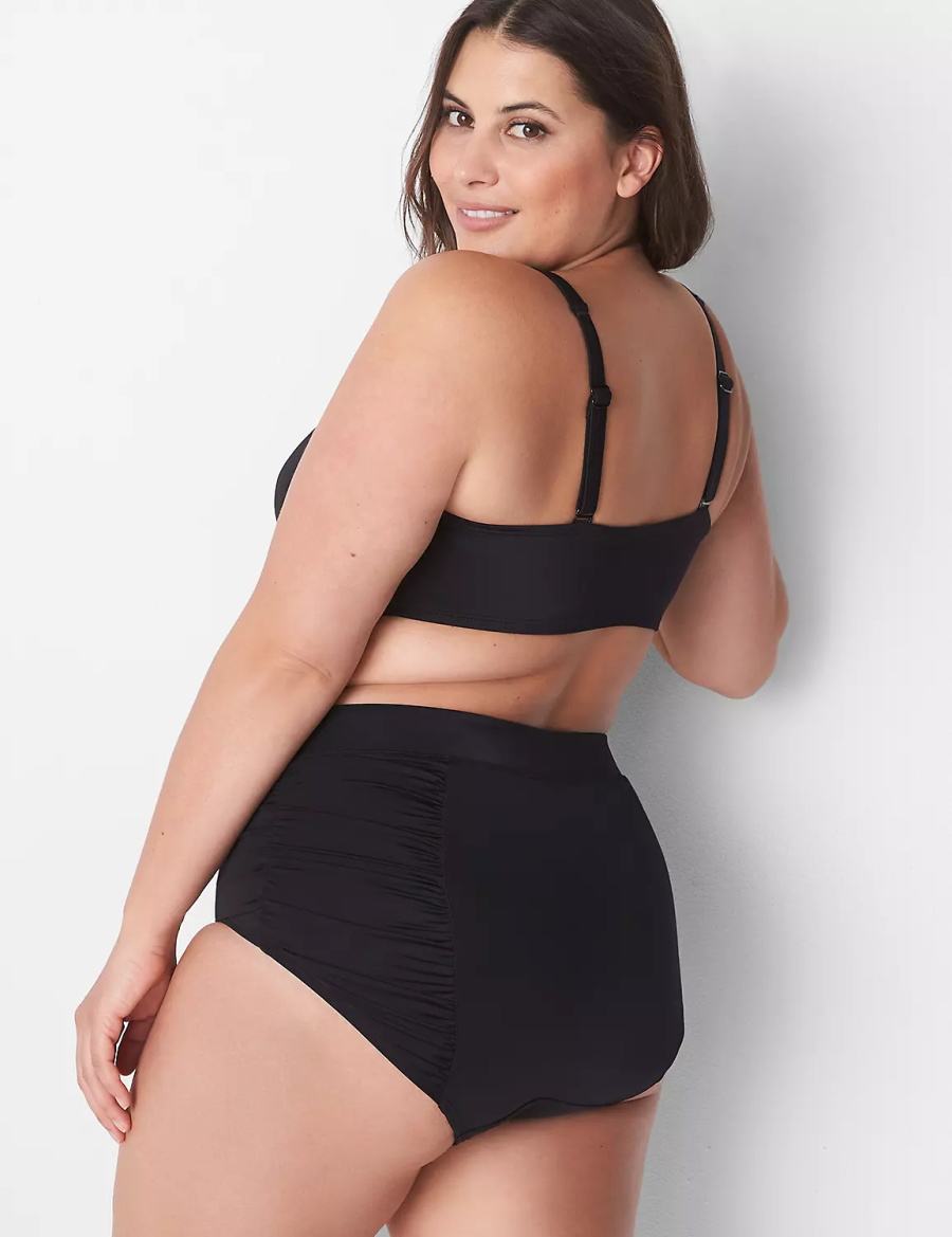 Black Lane Bryant Ruched Swim Women Briefs | CCX324RE