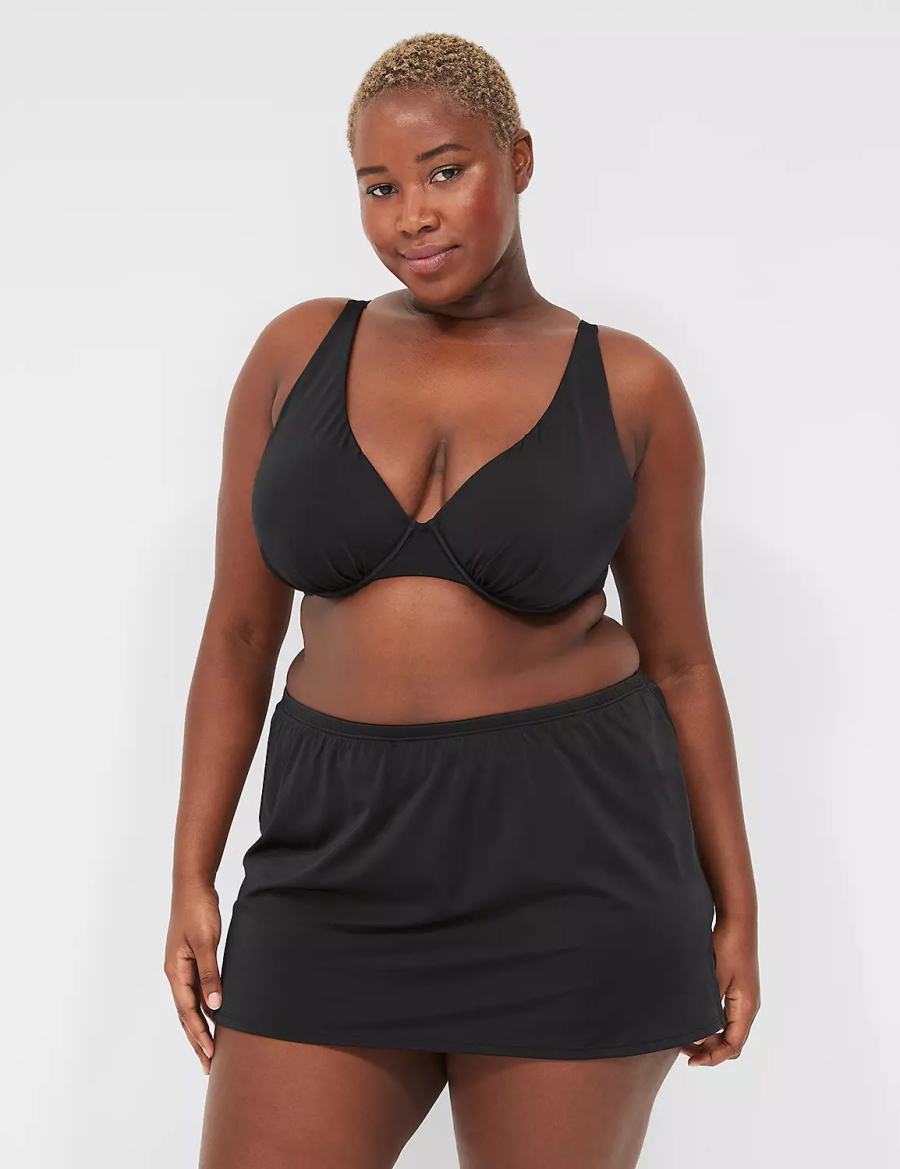 Black Lane Bryant Side Slit Swim Women Skirts | IIR7025RW