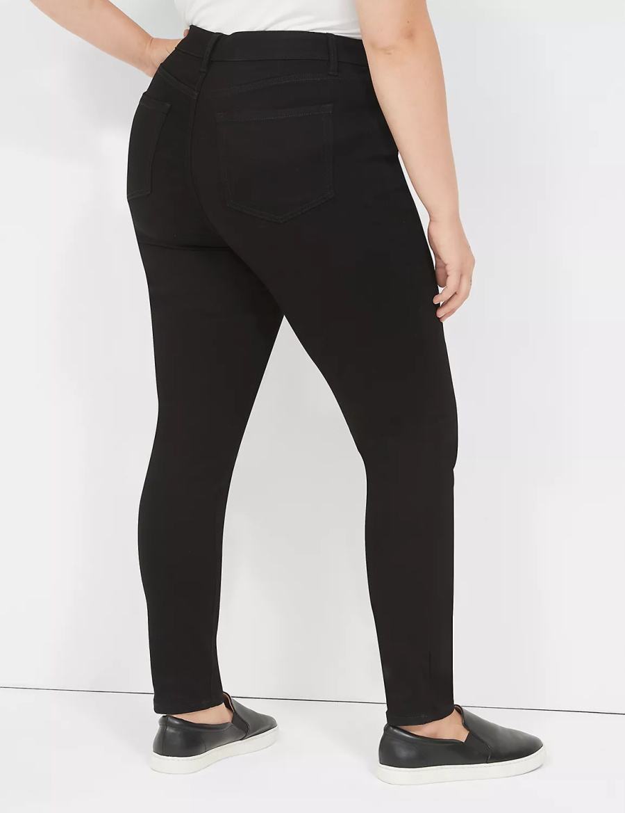 Black Lane Bryant Signature Fit Sateen Skinny Women Jeans | PZN45100SJ