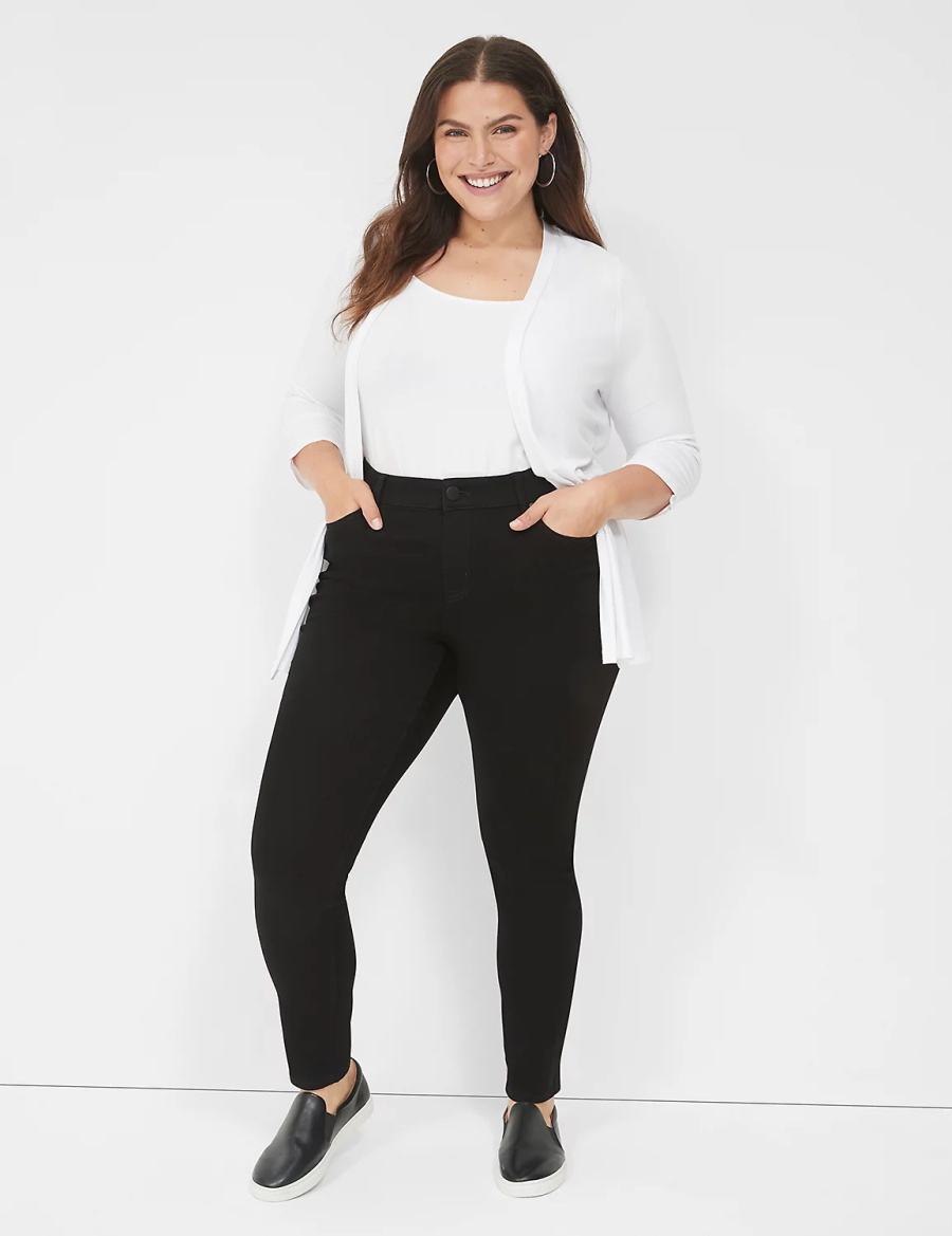 Black Lane Bryant Signature Fit Sateen Skinny Women Jeans | PZN45100SJ