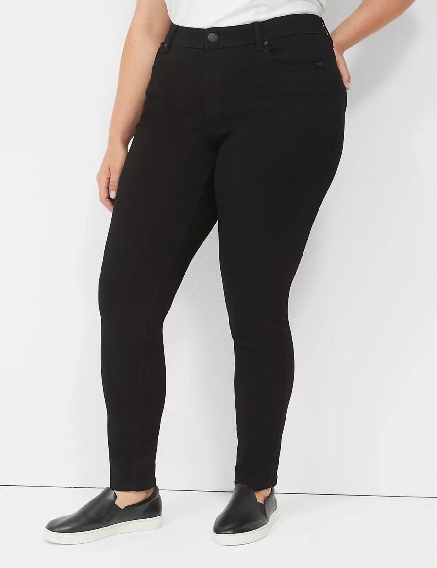 Black Lane Bryant Signature Fit Sateen Skinny Women Jeans | PZN45100SJ