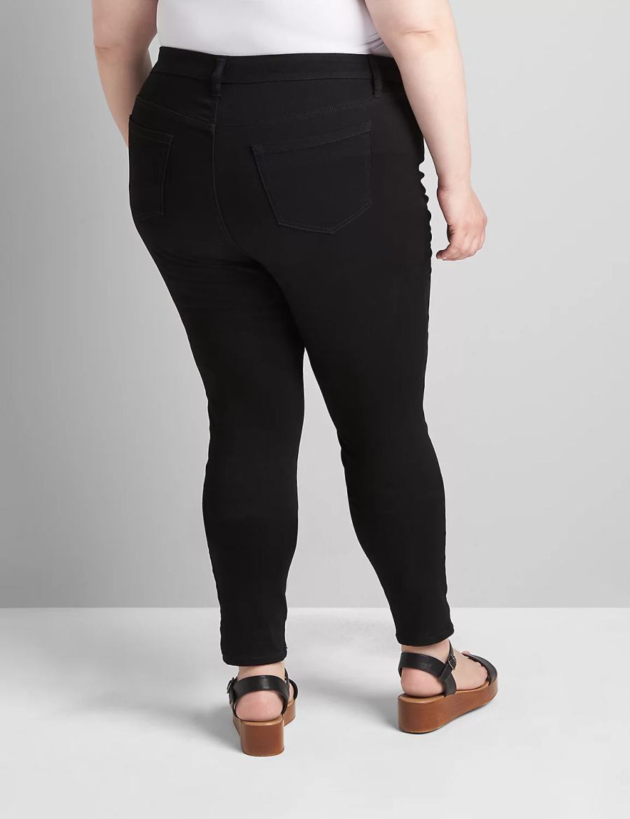 Black Lane Bryant Straight Fit High-Rise Sateen Skinny Women Jeans | TON6428IT