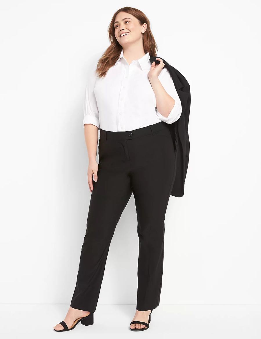 Black Lane Bryant Straight Leg 4-Season Women Pants | PIM8716HX