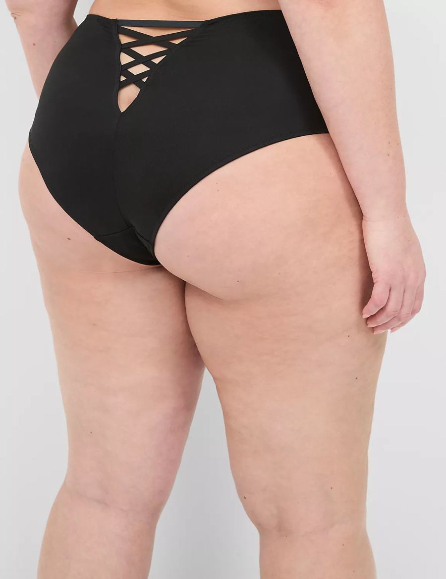 Black Lane Bryant Strappy-Back Brief Women Briefs | CAB877SJ