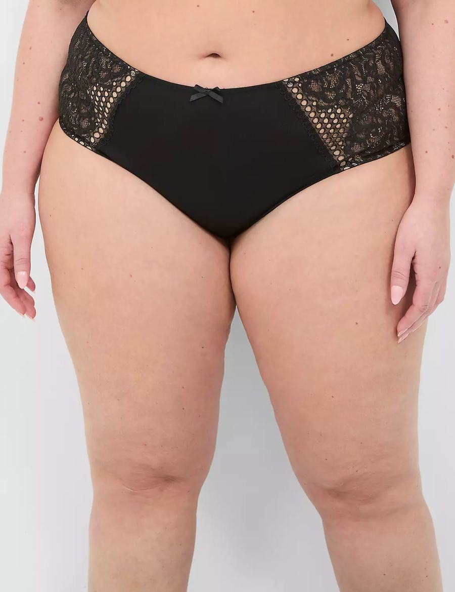 Black Lane Bryant Strappy-Back Brief Women Briefs | CAB877SJ