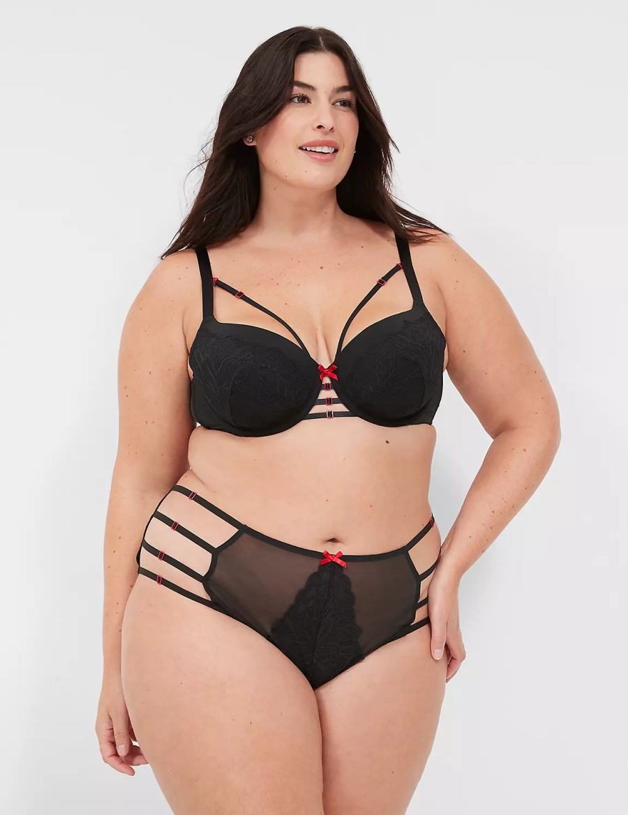 Black Lane Bryant Strappy Brief Women Briefs | DBX8438IN