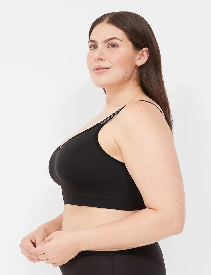 Black Lane Bryant Strappy Seamless Women Bralettes | QPG3440FC