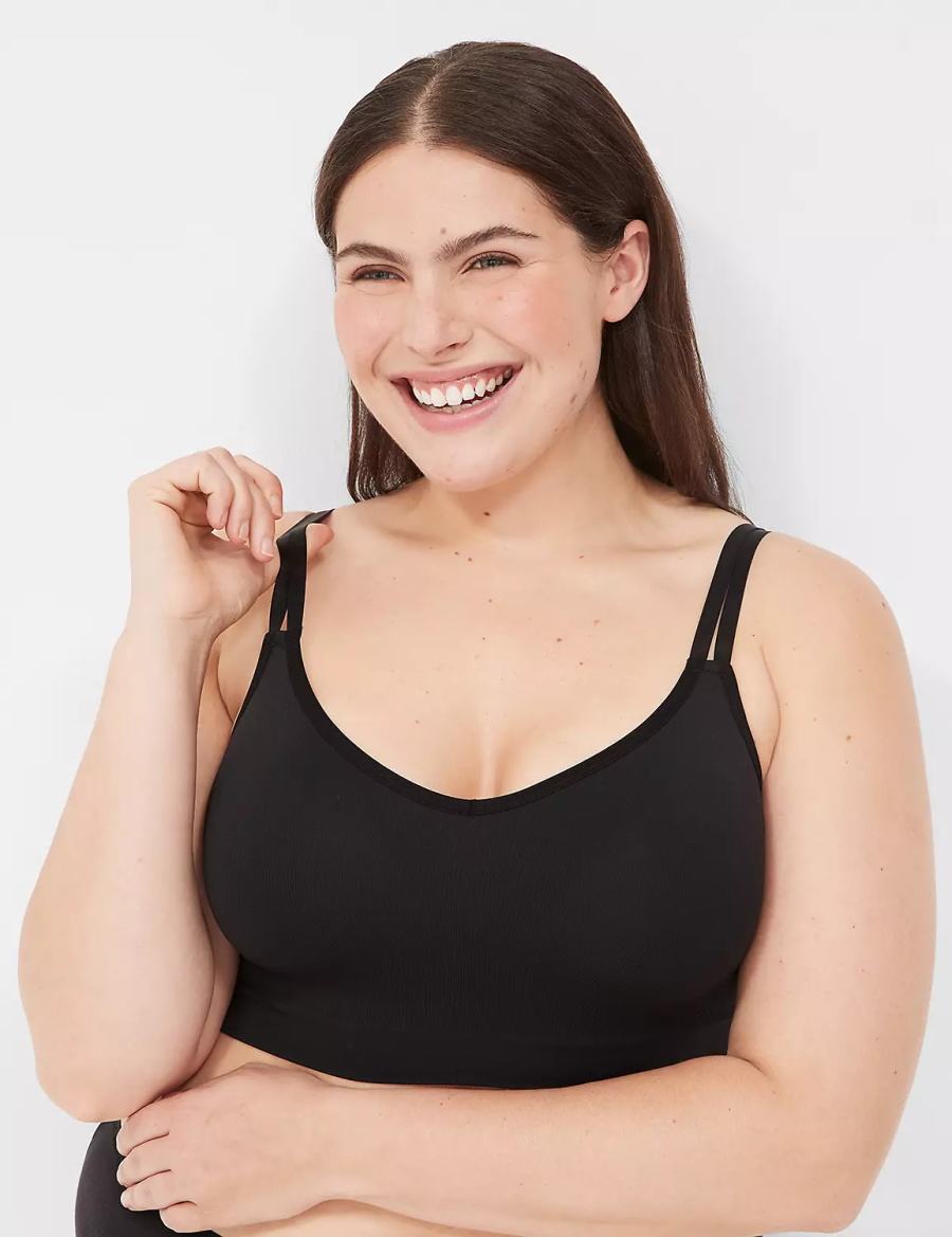 Black Lane Bryant Strappy Seamless Women Bralettes | QPG3440FC