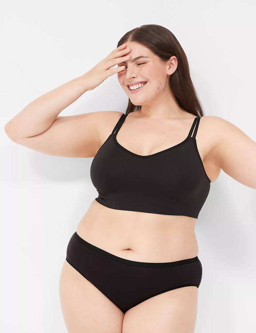 Black Lane Bryant Strappy Seamless Women Bralettes | QPG3440FC