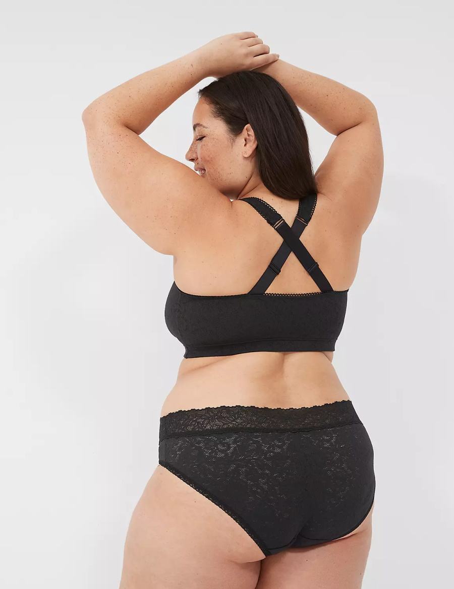 Black Lane Bryant Stretch Lace Women Bralettes | LZK1179OR