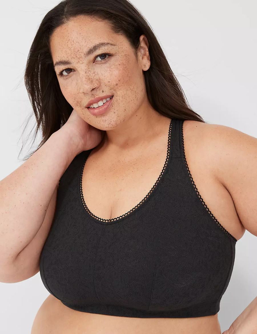 Black Lane Bryant Stretch Lace Women Bralettes | LZK1179OR