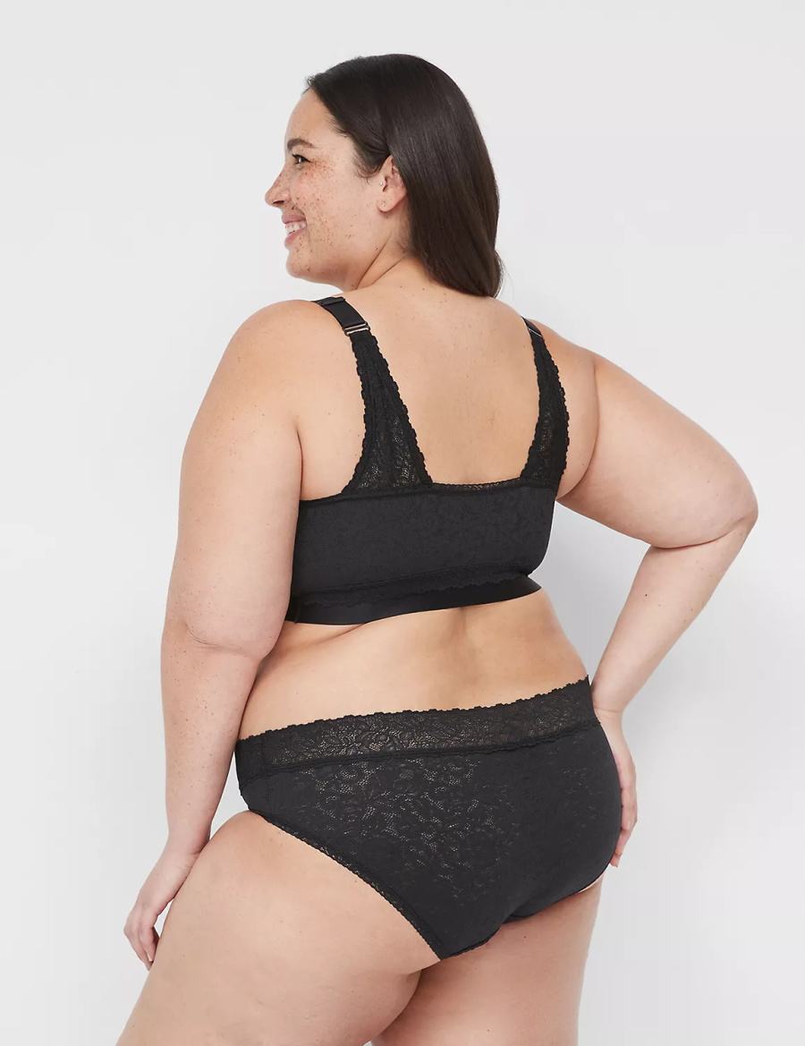 Black Lane Bryant Stretch Lace Women Bralettes | QFW6861YV