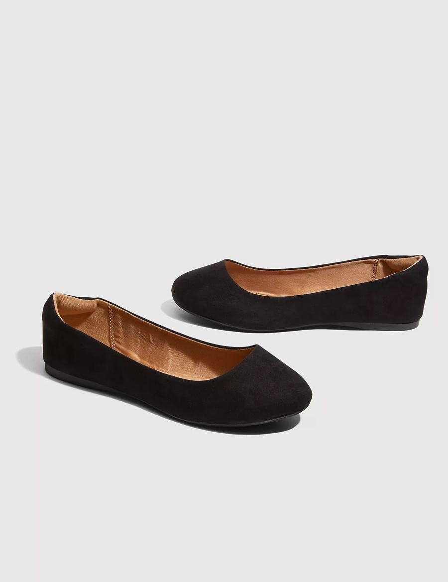 Black Lane Bryant Suede Black Round Toe Women Ballet Flats | UGG1679WC