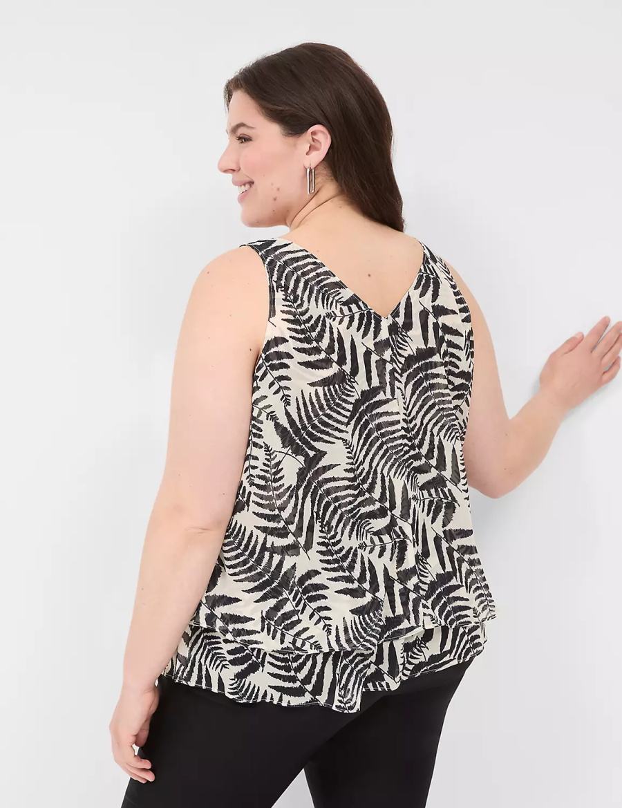 Black Lane Bryant Swing Double-Layer Chiffon Women Tank Top | WFO4676EW