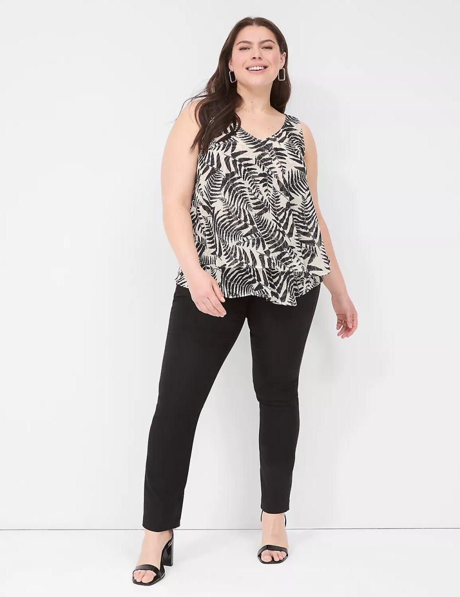 Black Lane Bryant Swing Double-Layer Chiffon Women Tank Top | WFO4676EW