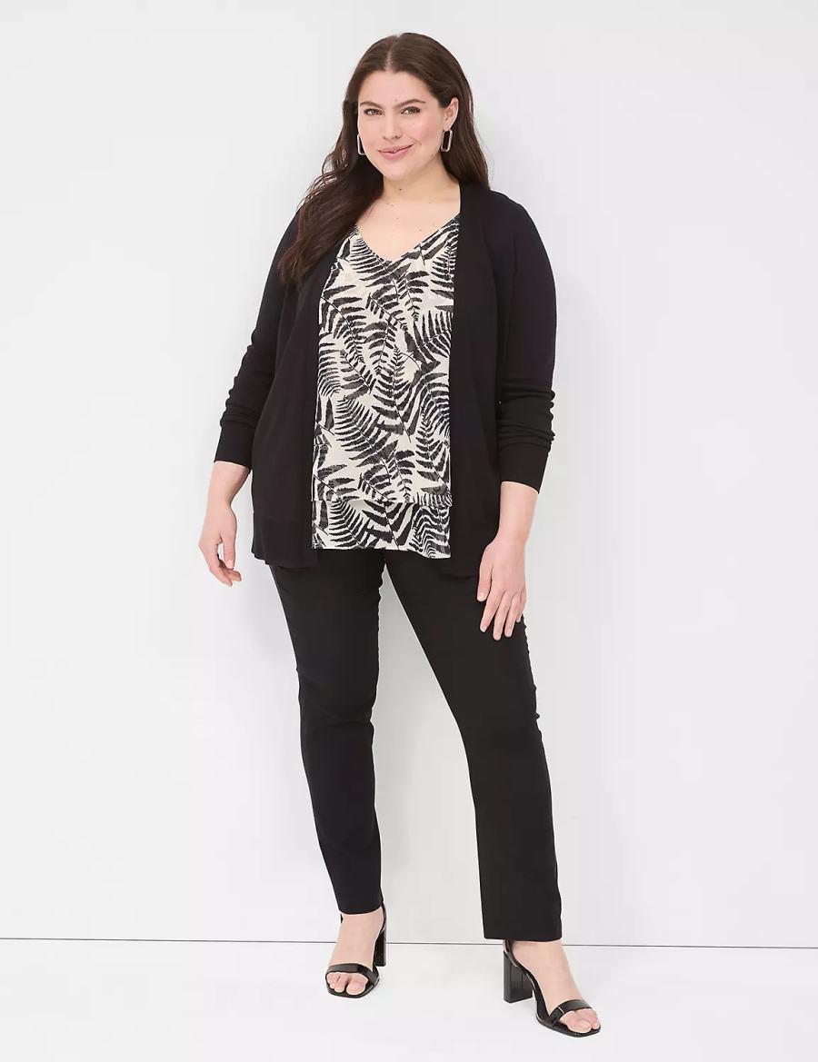 Black Lane Bryant Swing Double-Layer Chiffon Women Tank Top | WFO4676EW