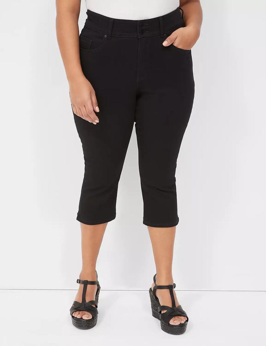 Black Lane Bryant Tighter Tummy Fit High-Rise Pedal Women Jeans | TNA1173EU