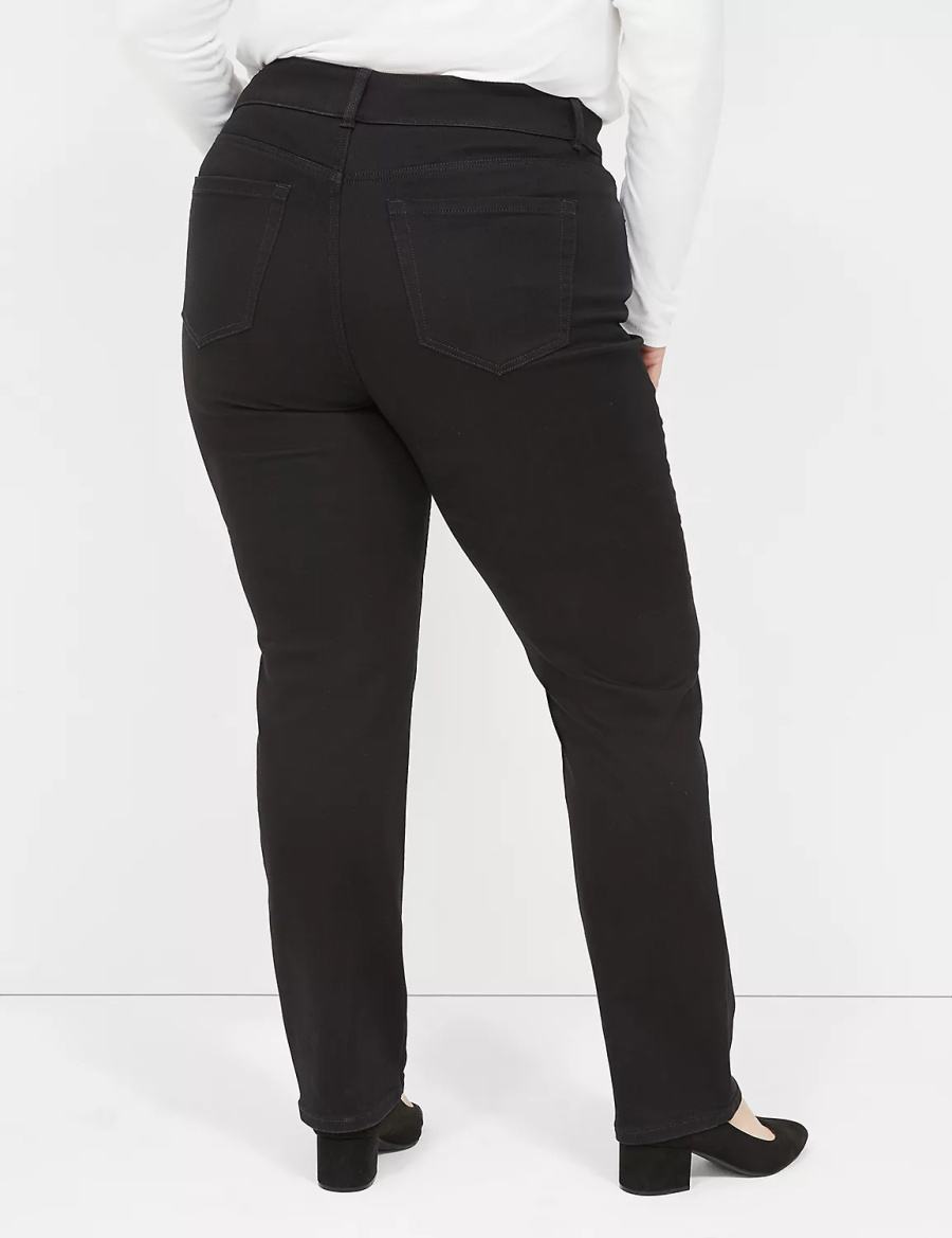 Black Lane Bryant Tighter Tummy High-Rise Straight Women Jeans | TVL4845LC