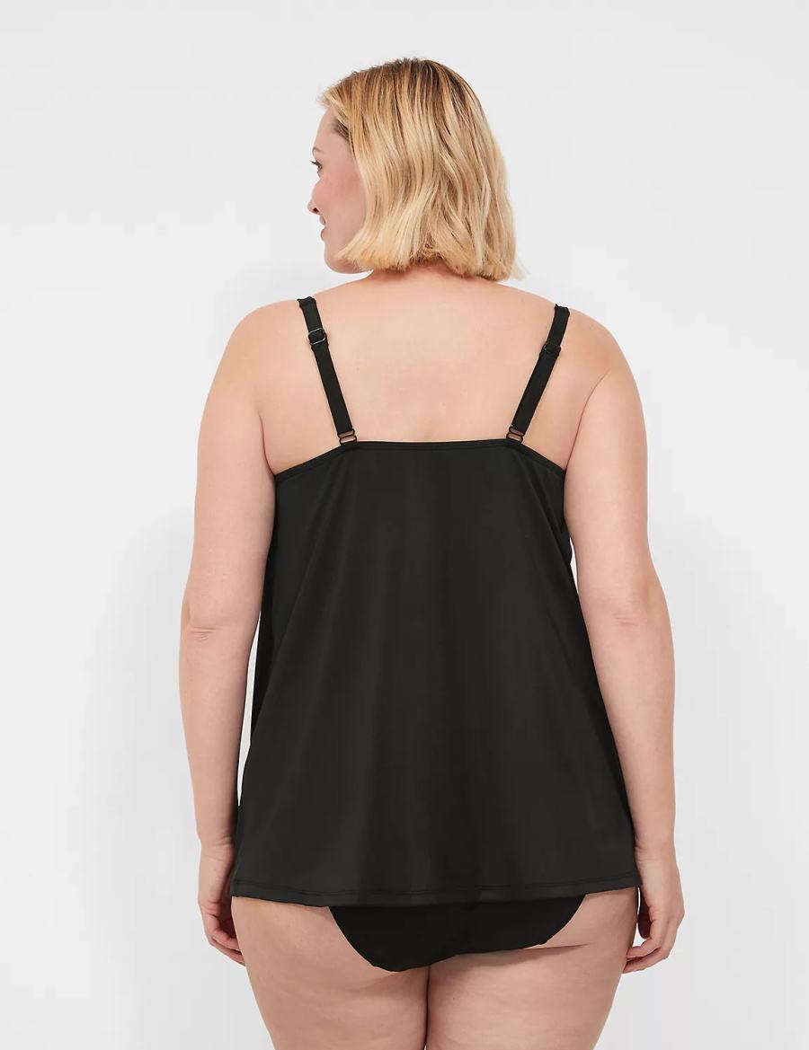 Black Lane Bryant Underwire Balconette Tankini Women Bikini Top | QGZ9816RB