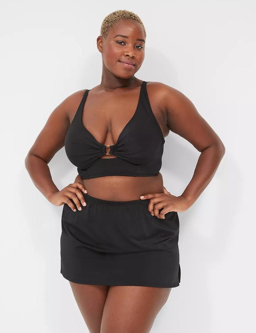 Black Lane Bryant Underwire Longline O-Ring Women Bikini Top | YVI5698EA